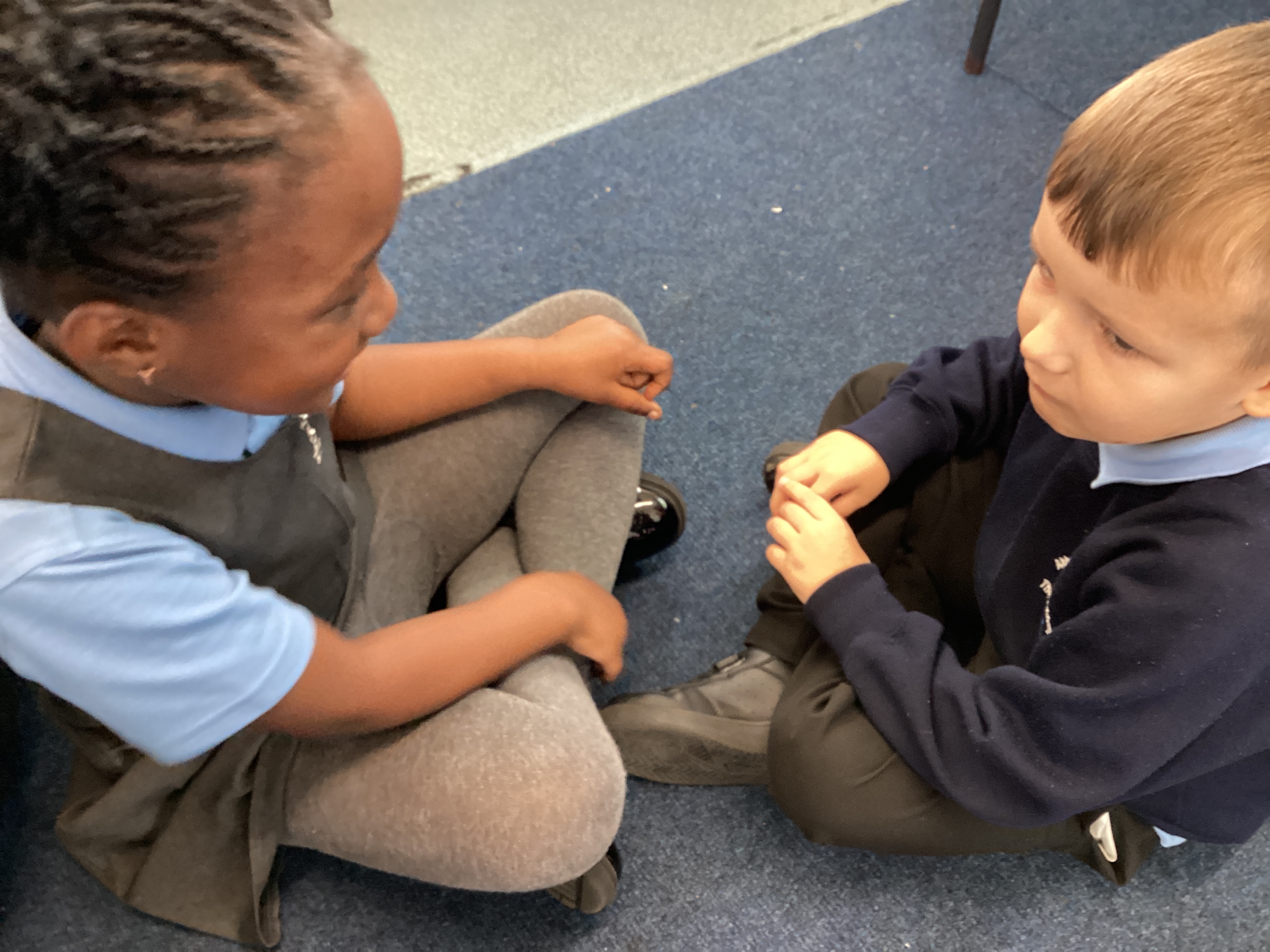 Year 1 children practicing partner discussions