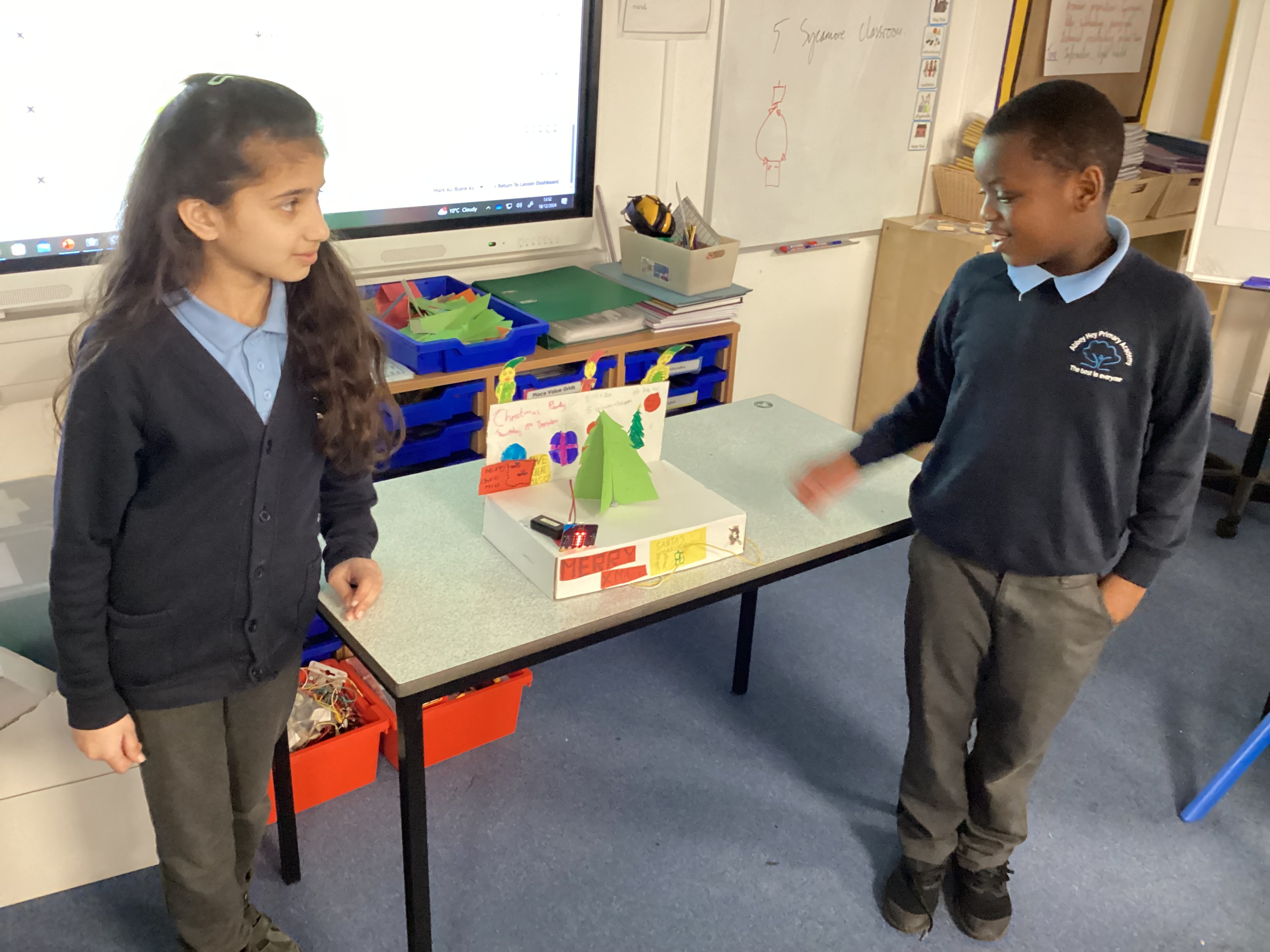 Year 5 children sharing their DT learning